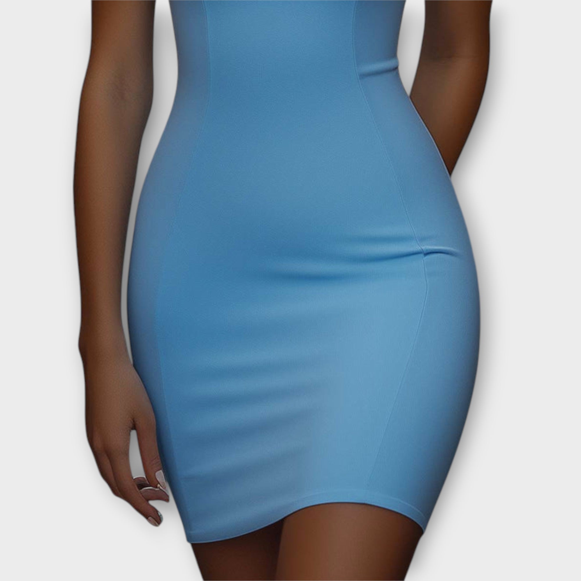 Maja - Blaues Stretch Bodycon Mini Kleid