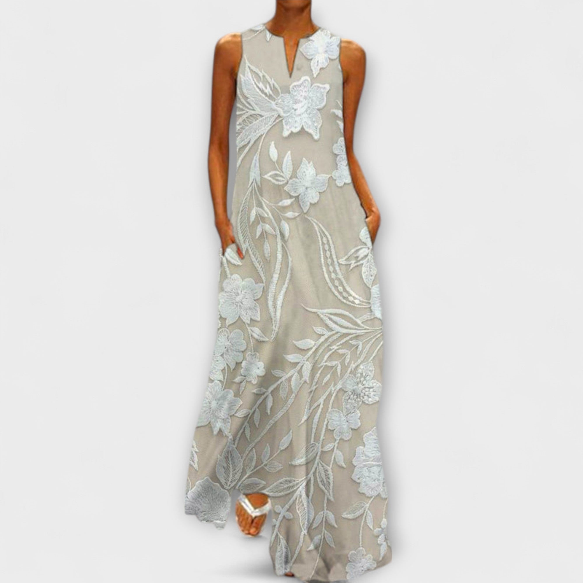 Camila – Botanisches Maxikleid Mit Print