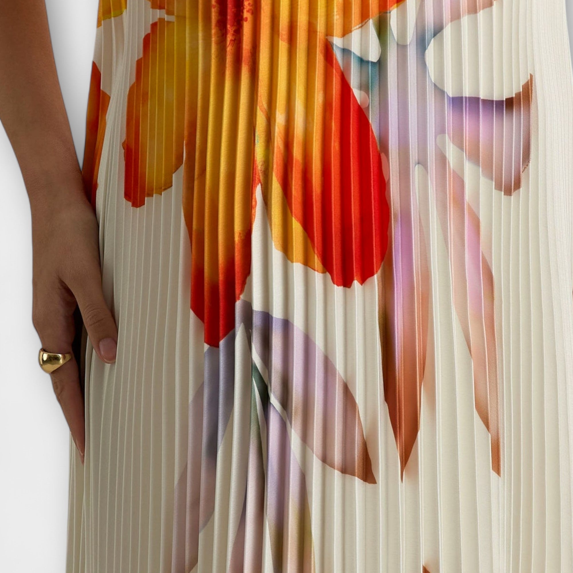 Michelle - Sweetheart Maxi Kleid in Orange Floral