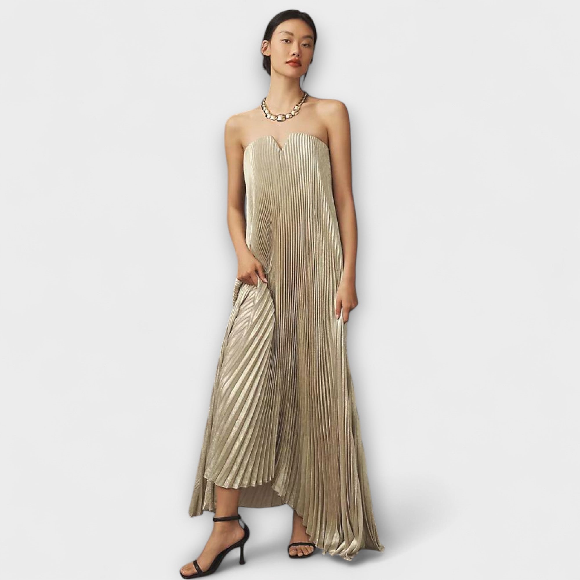 Michelle - Sweetheart Maxi Kleid in Orange Floral