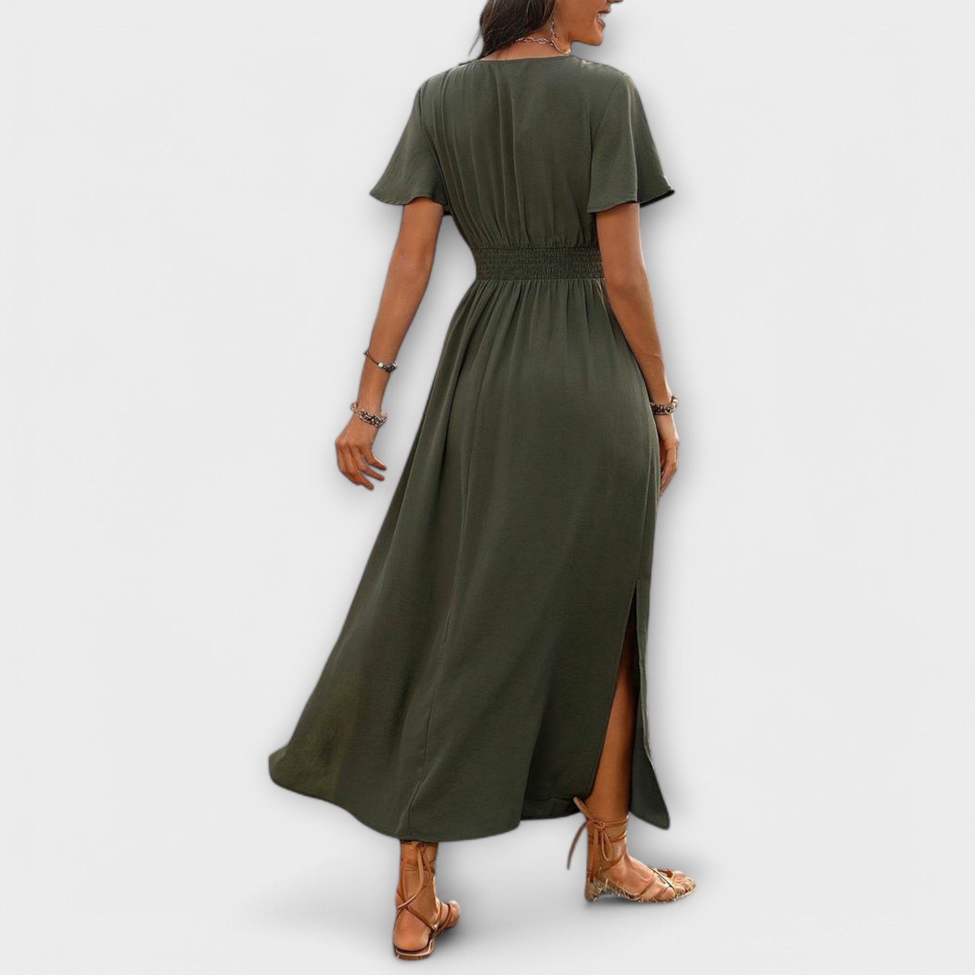 Heather - Elegantes Boho Kleid mit V-Ausschnitt und langen Ärmeln