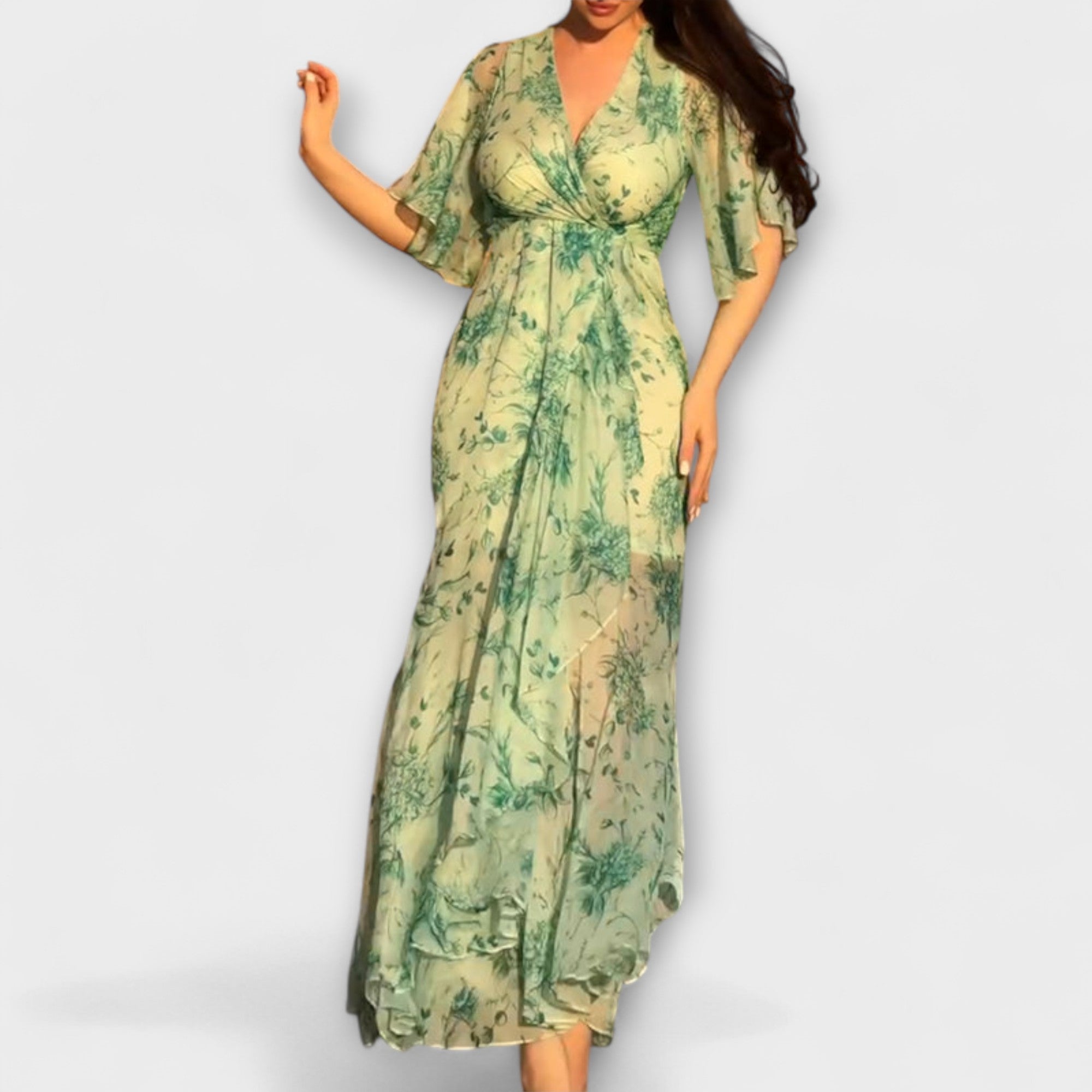 Lana - Schickes Floral V-Ausschnitt Kleid