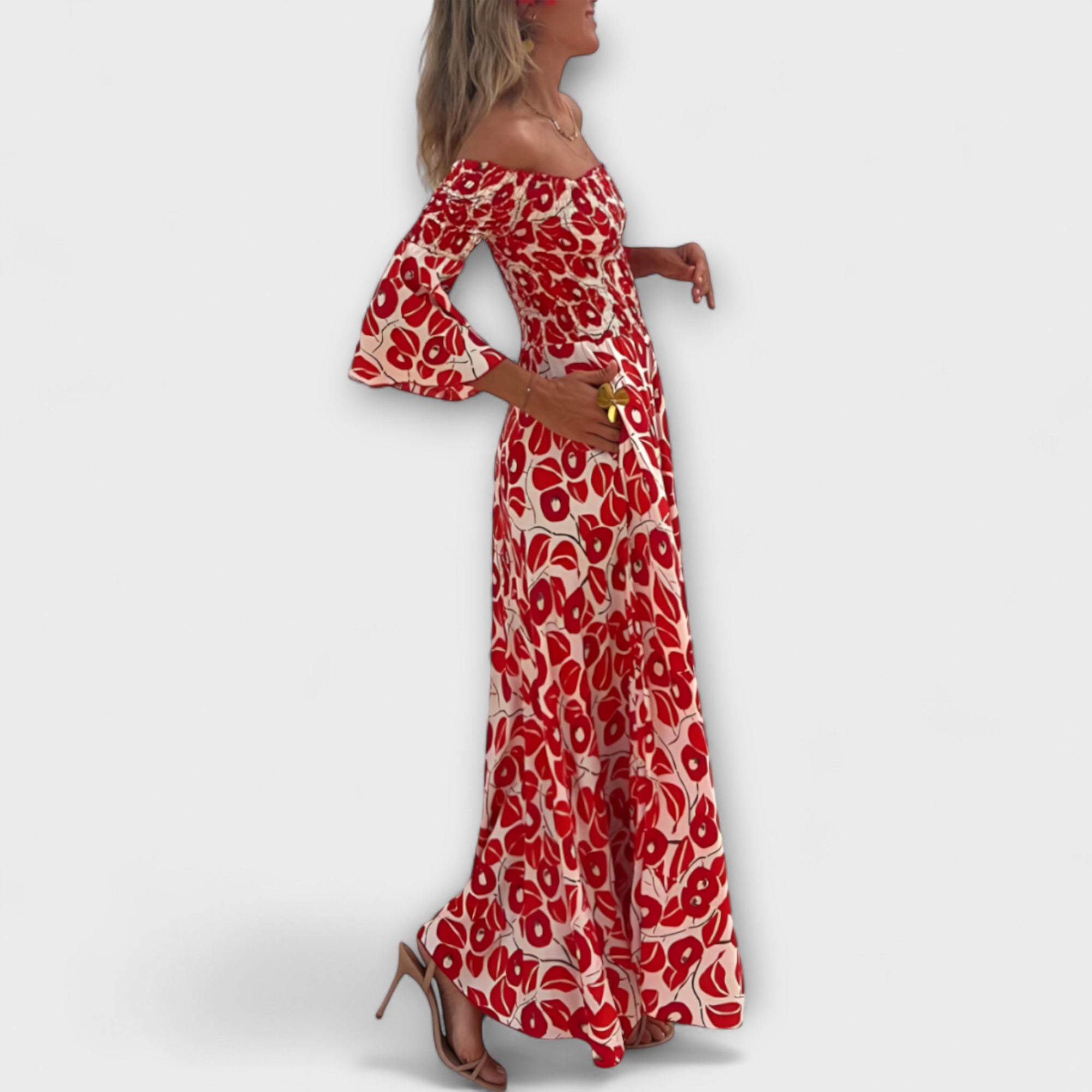 Bella - Off-Shoulder Kleid mit Meeresblumen