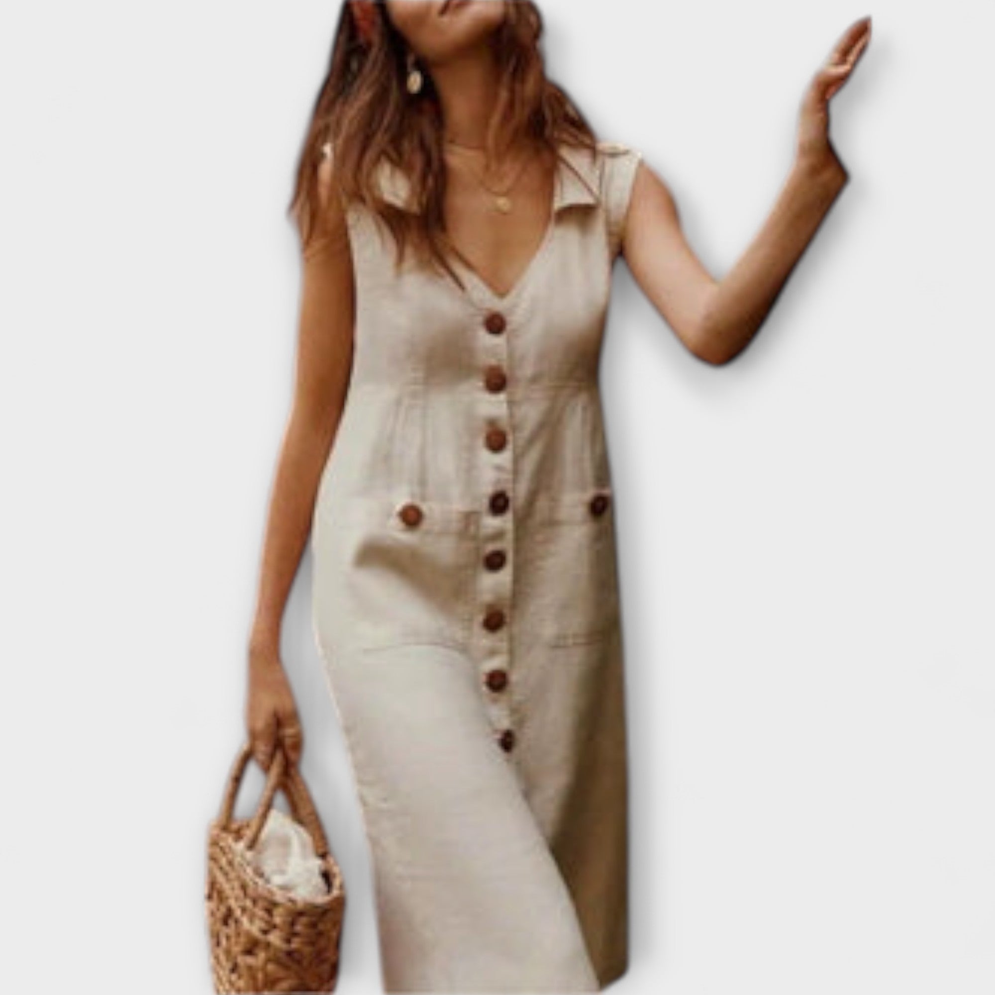 Nora – A-Linien-Kleid aus Baumwoll-Leinen mit Umlegekragen