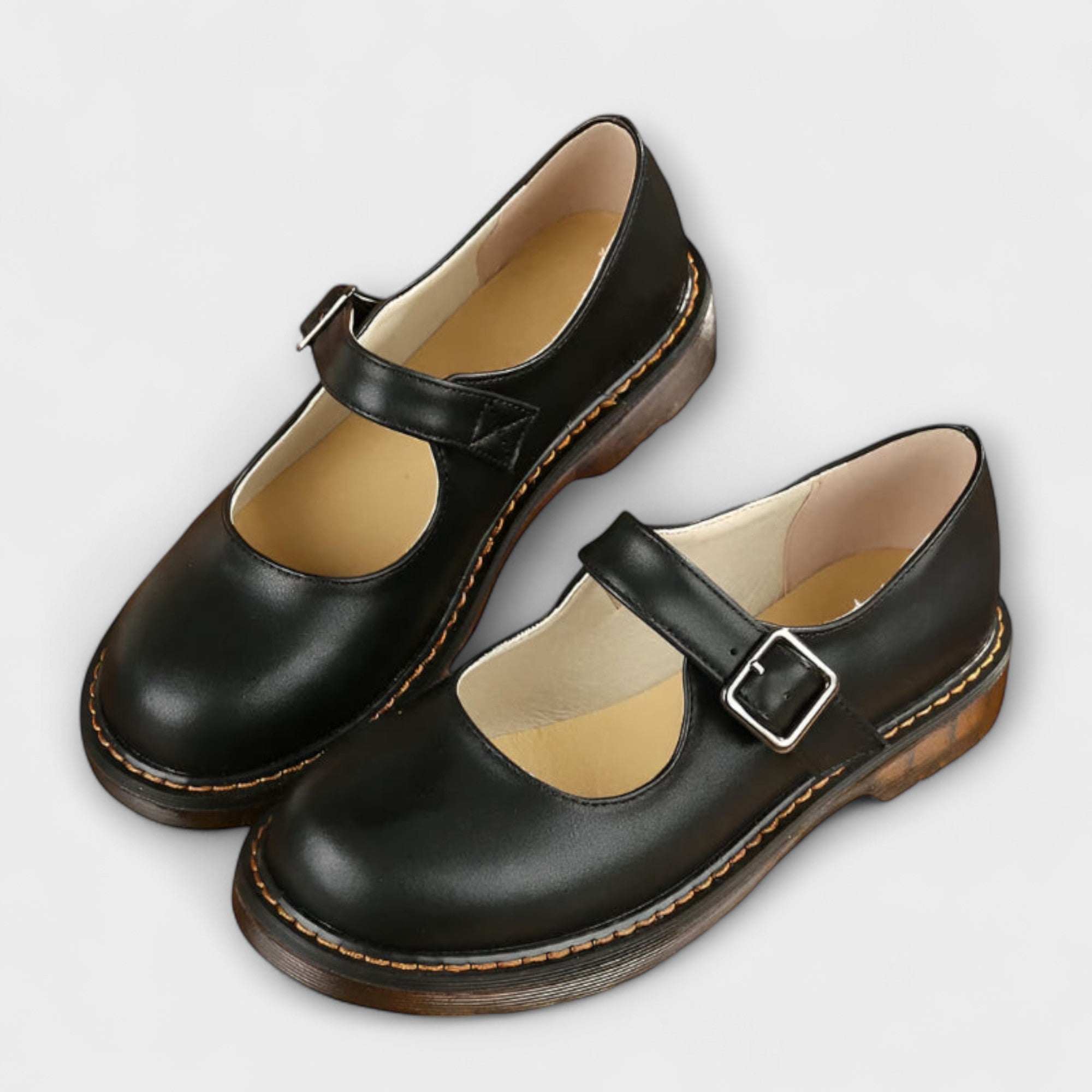 Damen Vintage Mary Jane Schuhe – Klassische Leder Schuhe mit Riemchen & Komfortsohle