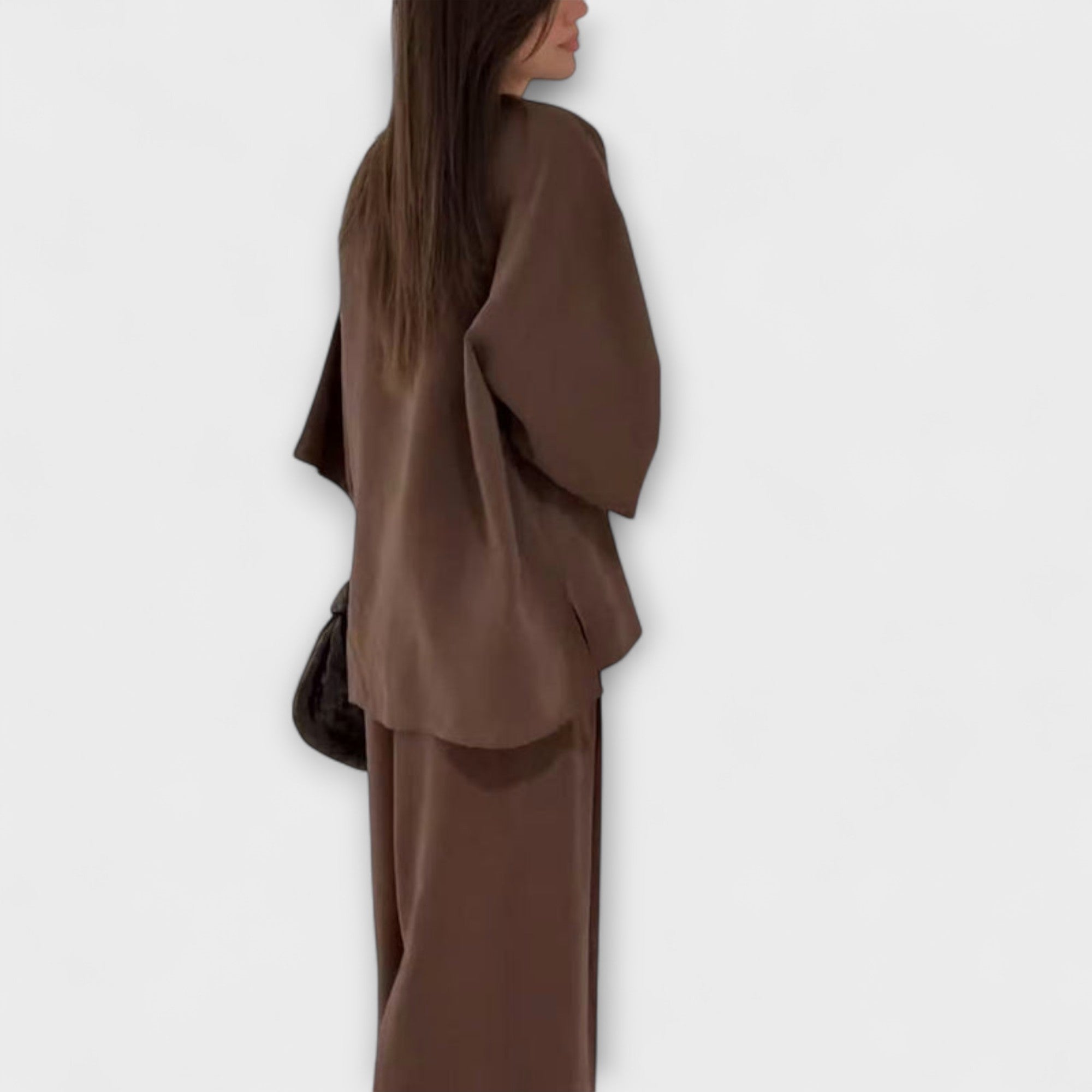 Jacqueline - Lässiges V-Ausschnitt Top und Hose Duo