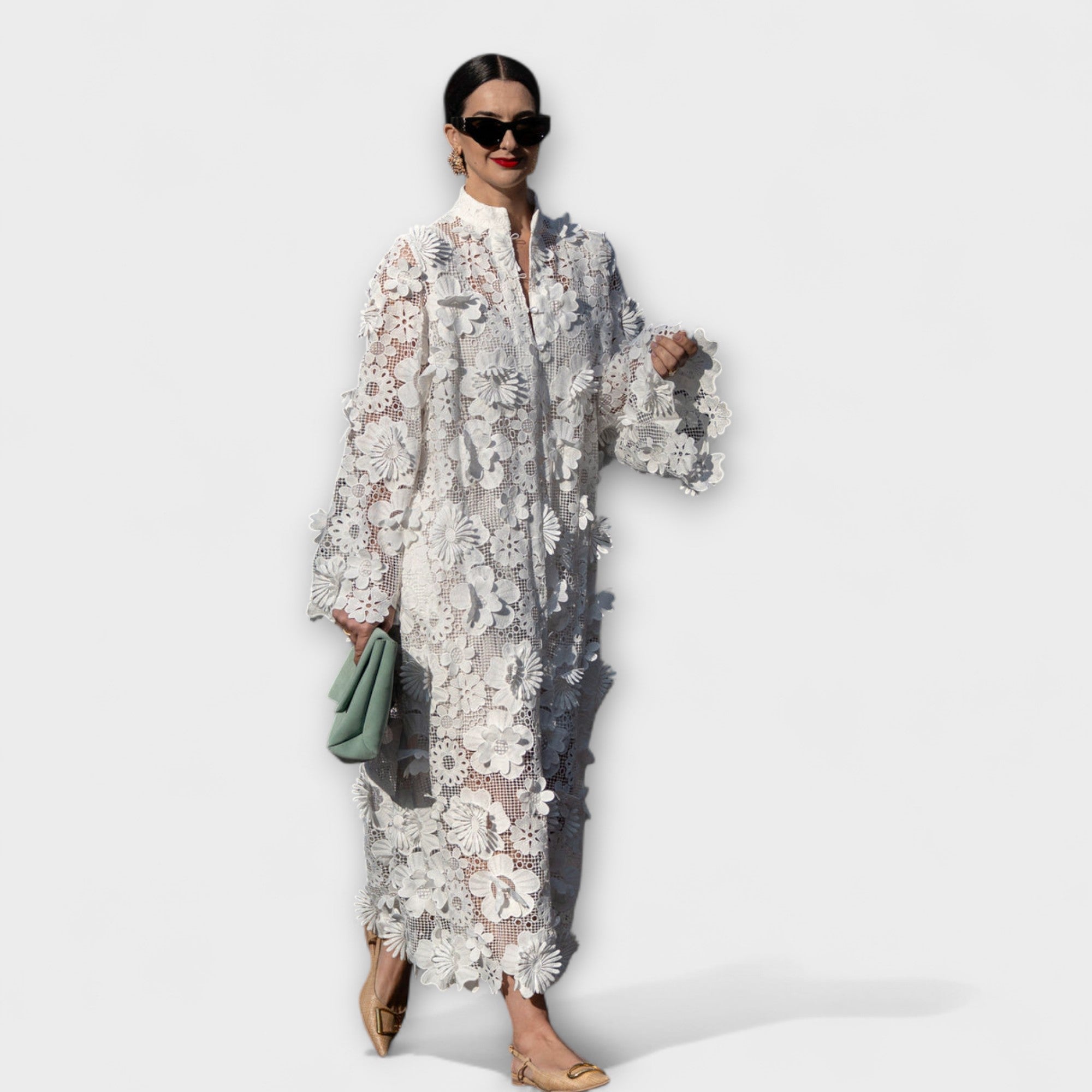 Yelira - Schickes Weißes Spitzenkleid