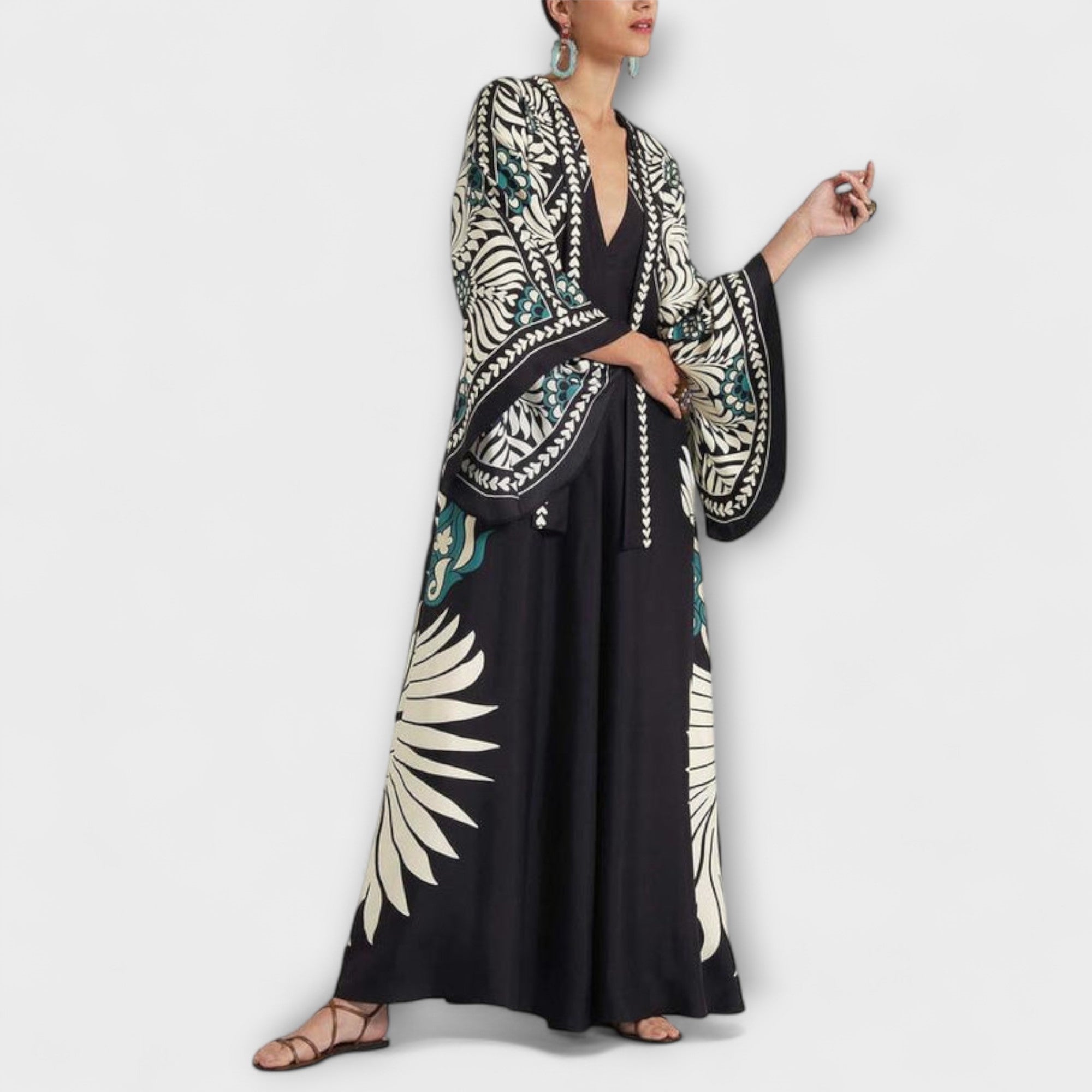 Giselle - Schickes Floral-Muster Fließendes Maxikleid